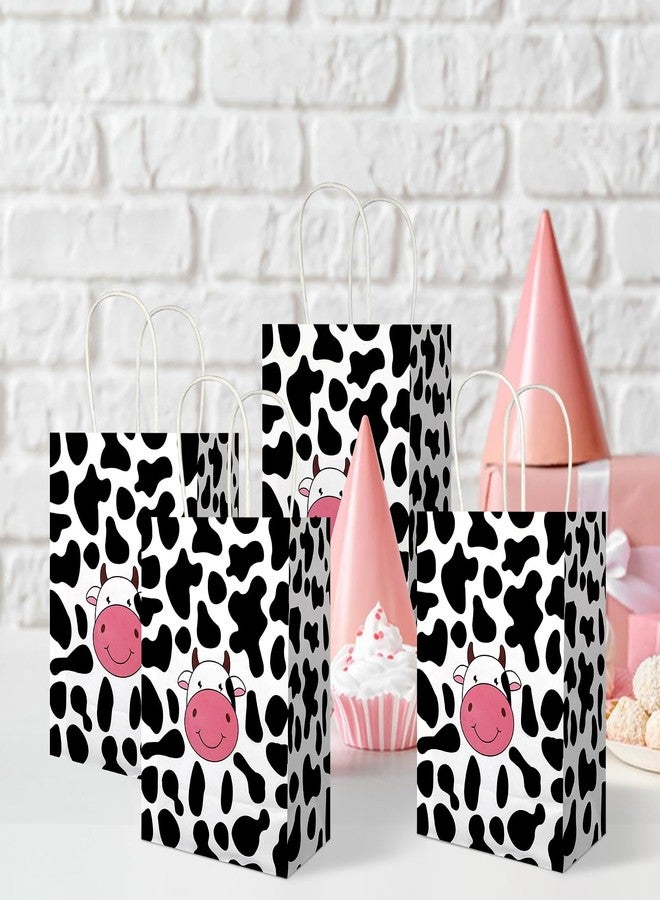 Ethanberg 20Pcs Cow Party Favors Bags with Handles, Farm Themed Kraft Paper Gift Bags Candy Bags, Cute Cow Print Goodie Bags for Girls Boys Birthday Baby Shower - Image 4